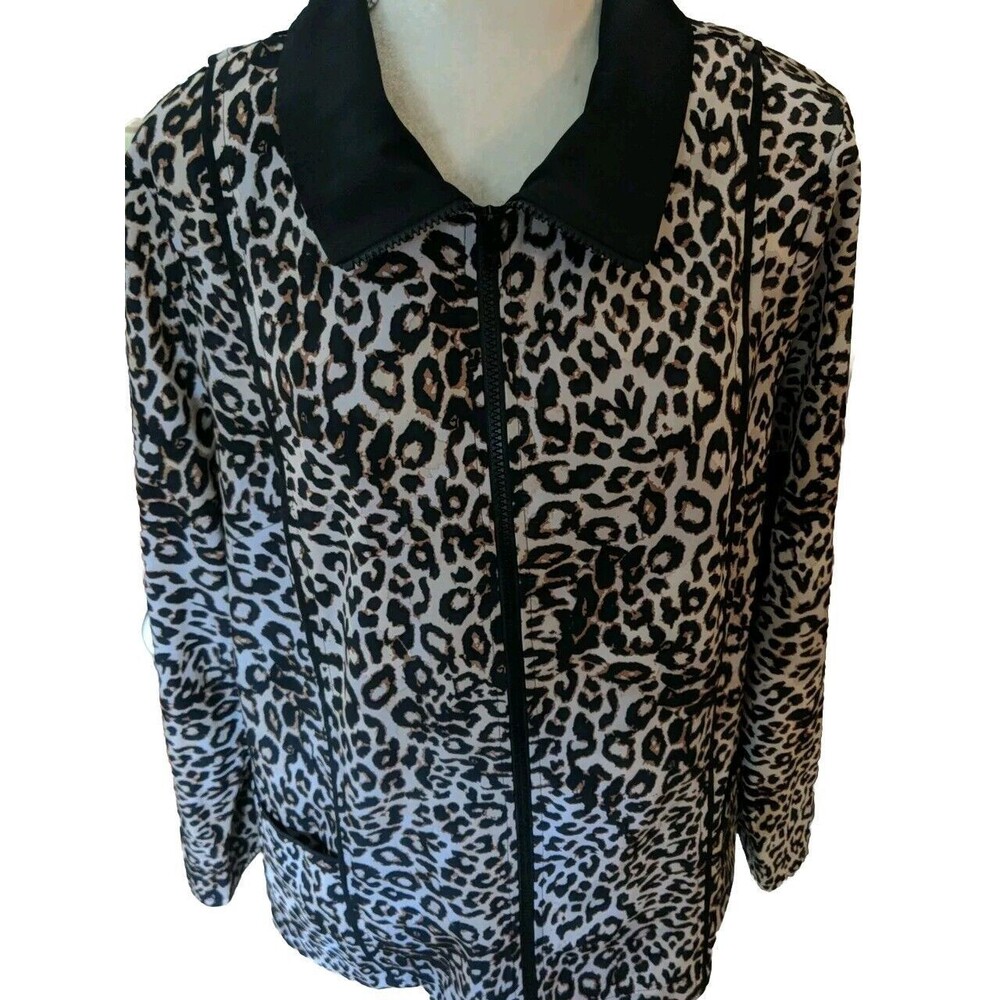 C. J Banks Animal Print Zip Up Jacket 1 X Pockets